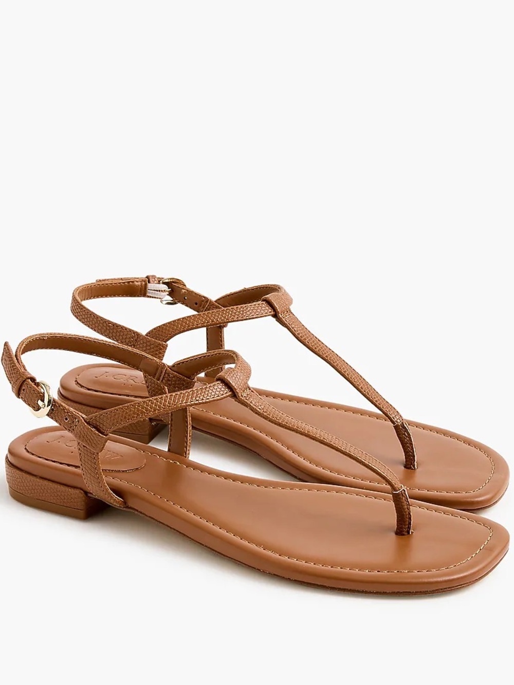 J. Crew Factory Brown T-Strap Leather Sandals